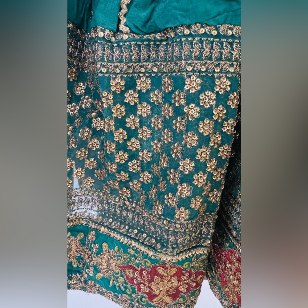 MARIA.B. 3 Piece Embroidered Raw Silk Lehenga Choli/Party/wedding wear Pakistani - Picture 10 of 15